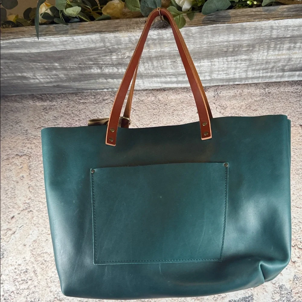 Elegant Portland hand made real leather Tote Bag. B24 - Picture 6 of 10